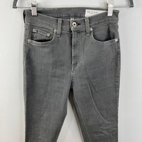 Rag & Bone The High Rise Skinny Jean Coated Rin Gray Stretch Classic 5-Pocket 26 - Picture 3 of 9